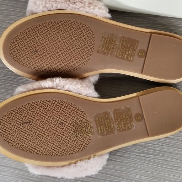 Tory Burch Embellished Genuine Shearling Slide Sandal, Pink, Womens Size 8 M - Picture 7 of 9
